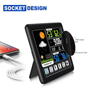 Digital LCD Farbdisplay Funk Wetterstation mit Außensensor Thermometer Uhr - Bild 1 von 8