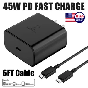 45W Power Adapter FAST Charger 6ft Type-C Charging For Samsung Galaxy S22 S21 + - Picture 1 of 14