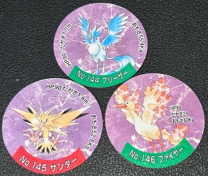 Pokemon Chip Shooter : Articuno & Zapdos & Moltres / Menko Carddass Japanese - Picture 1 of 8