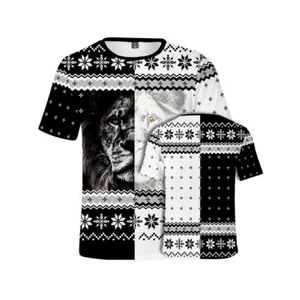 Camiseta Jersey Hombre Navidad León Animal Estampado 3D Informal Manga Corta - Imagen 1 de 12