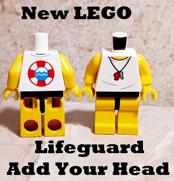 Novo LEGO Lifeguard Apito Regata Flutuador de Água Adicione Sua Cabeça Fantasia Pernas Tronco - Imagem 1 de 1