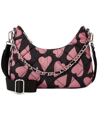 Bolso de Hombro Y2K Mini Correa de Cadena INC Rosa Negro Corazones Ropa de Club Festival Chica Foto 1 de 4