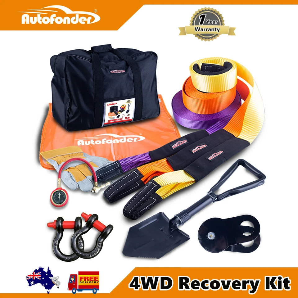 4WD Nylon Recovery Kit 11PCS  Dampener Bag Off Road Snatch Strap | 3PC Tow Strap - image 1 of 4