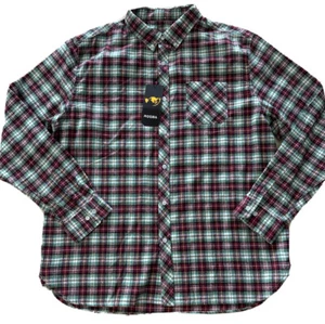 RQQBA Men's Long Sleeve Button Up Shirt XXL Multicolor Plaid Flannel - Picture 1 of 6