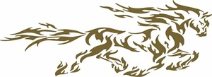 Tribal Flame Horse Rodeo Cowboy Cowgirl Window Gold Chrome Vinyl Decal Sticker - Picture 1 of 2