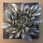 3D FLORAL WALL PLAQUE DECORATIVE wall art silver bronze sunflower plaque b1675