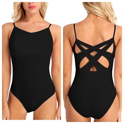 IEFIEL Black Ballet Leotard.UK XS,Small M Adult Dance wear Gymnastic Modern Tap Costume