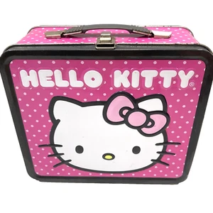 Fiambrera de hojalata Lounge-Fly exclusiva Hello Kitty 2008 Sanrio lunares rosa negro - Imagen 1 de 7