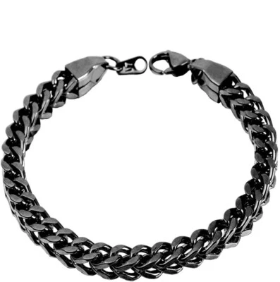 Pulsera de cadena cubana gruesa para hombre 19 cm-21 cm chapada en negro acero inoxidable hip hop Foto 1 de 3