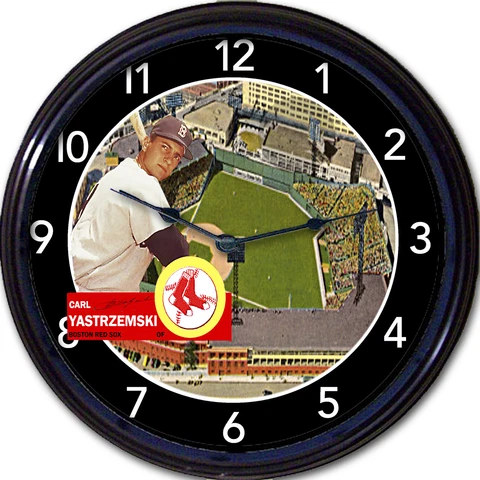 Carl Yastrzemski Yaz Fenway Park Boston Red Sox Baseball Card Wall Clock MLB Cover