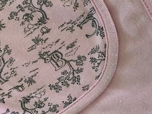 Starting Out Pink White ABC Toile Baby Girl Blanket Lovey Cotton 24"X30" Vintage - Picture 1 of 24