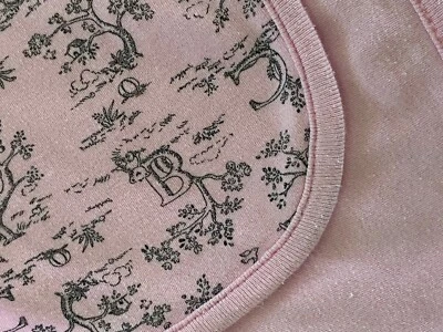 Starting Out Pink White ABC Toile Baby Girl Blanket Lovey Cotton 24"X30" Vintage - Image 1 of 4