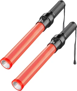 Paquete de 2 varitas de tráfico, varitas de control de tráfico LED de 16 pulgadas con 3 modos intermitentes, Ai - Imagen 1 de 12