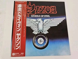 Vintage Original 1980 SAXON "Wheels Of Steel" Japanese LP w/Obi P-10870G  Japan - Picture 1 of 14