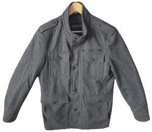 Chaqueta Abrigo Acolchado Militar Aislante Aislado Gris Mezcla Hombre Guess Talla M - Imagen 1 de 14