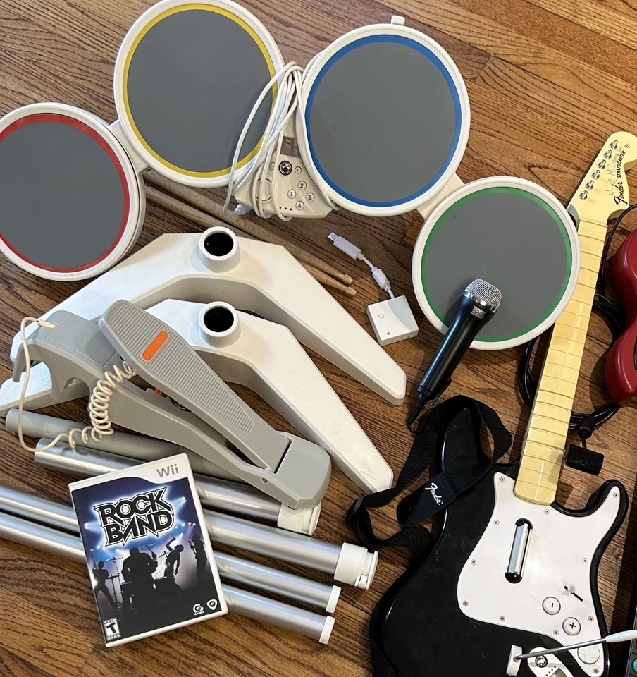 Rock Band  Xbox 360 Wireless Band Set Bundle Guitar, Drums, Mic & Game + TESTED - Image 1 of 1