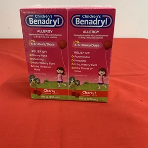 Children's Benadryl Allergy Liquid, Cherry, 8 Fluid Ounces (2 Count) - Picture 1 of 3