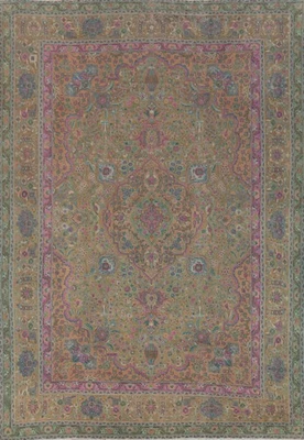 Alfombra tradicional de lana marrón 10x13 alfombra de salón hecha a mano sobre teñida Foto 1 de 4