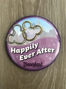 Disneyland Happily Ever After Souvenir Button Pin Happy Anniversary Wedding 3" - Picture 1 of 6