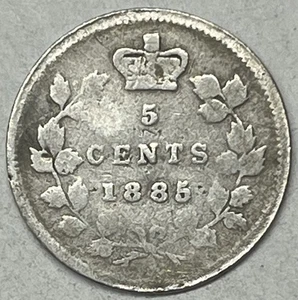 1885 Queen Victoria Kanada 5 Cent Silber.  Kostenloser Versand!! - Bild 1 von 4