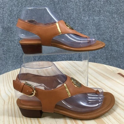 Tommy Hilfiger Sandalias Mujer 6.5 M Tanga Rizado Cordón Marrón Imitación Cuero Foto 1 de 4