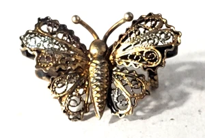 Antique 900 Silver Filigree Butterfly Pin Brooch Lot 7/19 - Imagen 1 de 4