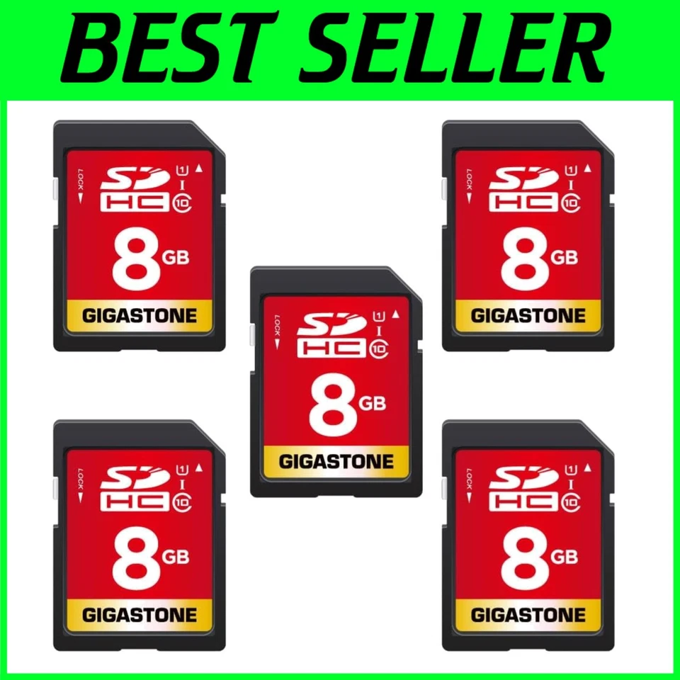 5-Pack 8GB SD Card UHS-I U1 Class 10 SDHC Memory Card Kit - Image 1 of 4