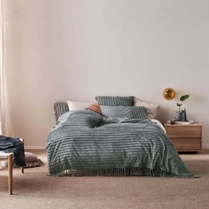 Linen House Dunaway Petrol Doona Quilt Cover Set 4 Bed Sizes - Picture 1 of 8