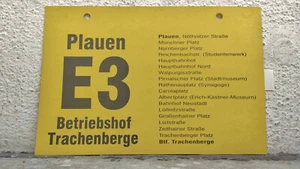E3 Plauen – Btf. Trachenberge | Linienschild Dresden DVB - Bild 1 von 3