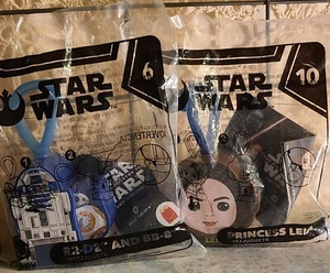 McDonald's Star Wars Happy Meal Toys R2-D2 AND BB-8 Princess Leia Keychain Clips - Picture 1 of 3