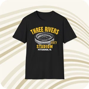 Three Rivers Stadium 1971 Classic Cut Baseball T-Shirt - Pittsburgh Pirates - Picture 1 of 6
