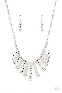 ~The MANE Course~ Silver Necklace & Earrings Paparazzi Jewelry - Picture 1 of 3