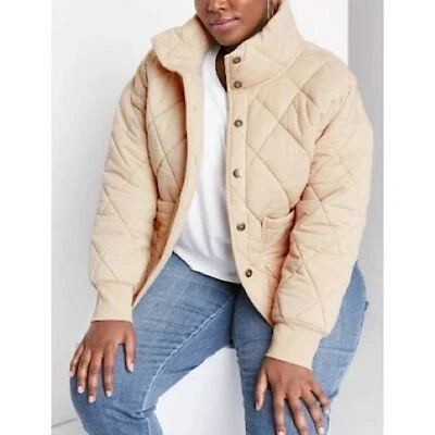 Wild Fable Quilted Cottagecore Button Up Coat Jacket, Cream - Size M - Image 1 of 4