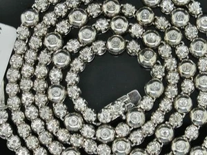 Men's Rosary Chain with Natural Diamonds in Sterling Silver 34 Inches - Picture 1 of 9