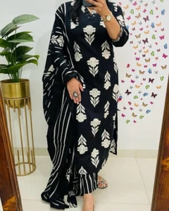 New Indian Beautiful Women Kurta with Pant & Dupatta Girls & Women - Picture 1 of 5