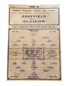 SHEFFIELD FA V GLASGOW FA - INTER-CITY FOOTBALL MATCH - 14/9/1931 - REPLICA COPY - Picture 1 of 1