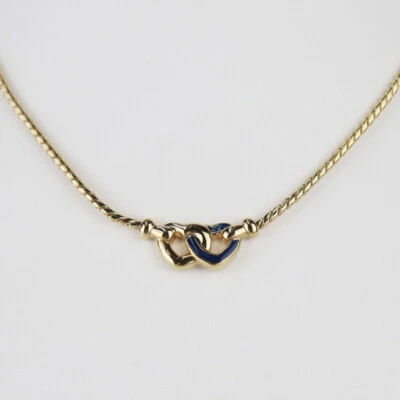 Christian Dior Necklace  - Double heart necklace Necklace Choker metal gold - Image 1 of 4