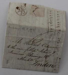 1795 INTERNATIONAL Entire LISBON/PORTUGAL-LONDON/UK+16+8 TAX+CIRCLE Cancel-i614 - Picture 1 of 1