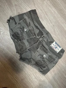 true religion Bobby Camo Cut Off Shorts Women's Size 27 - Picture 1 of 4