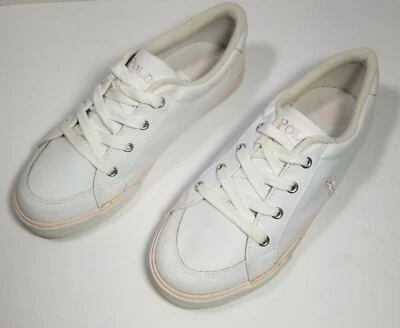 Polo Ralph Lauren EE. UU. Talla 4 EUR 35 Blanco/Rosa Cuero Zapatos Informales, Brisbane Foto 1 de 4
