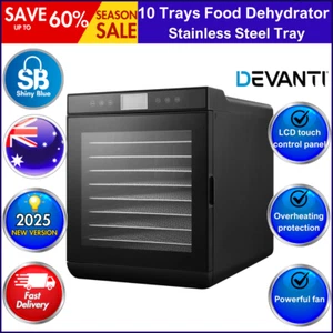 Devanti Food Dehydrators Stainless Steel Jerky Dehydrator Fruit Dryer 10 Trays - Picture 1 of 10