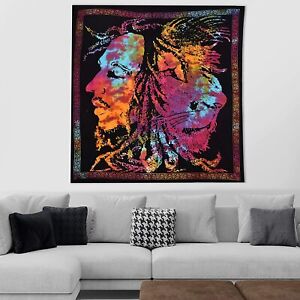 Tie Dye Bob Marley Lion Dorm Decor Large 60*54" Tapestry Boho Wall Hanging Hippy
