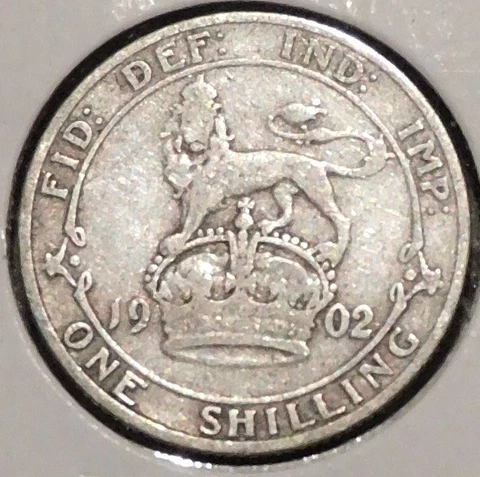 British Silver Shilling - 1902 - King Edward VII Cover
