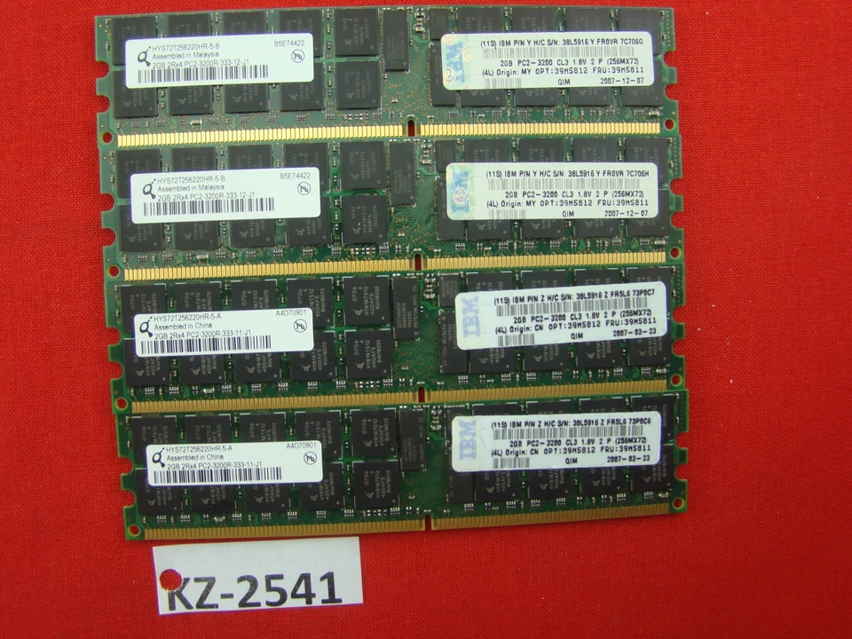 8GB 4x2GB Server RAM Infineon HYS72T256220HR-5-A PC2-3200 400 ECC #KZ-2541 - Image 1 of 1