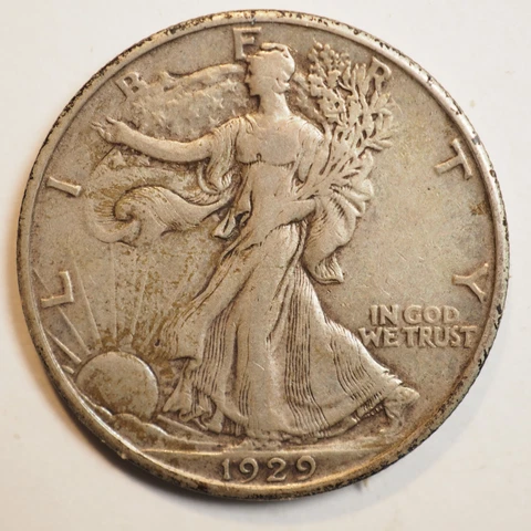 1929 D WALKING LIBERTY SILVER HALF DOLLAR - FREE SHIPPING! A3809 Cover