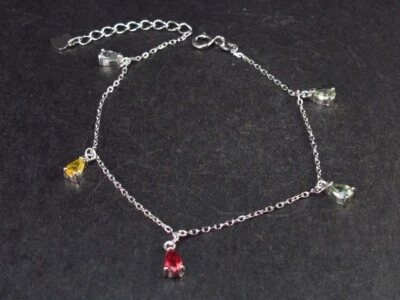 1.05CT Pear Cut Multicolor Gemstone Teardrop Station Chain Bracelet For Woman - Image 1 of 4