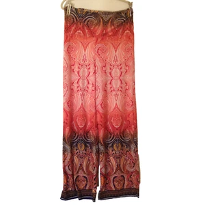 1XL Bohemian Comfy Hippie Boho Print Lounge Pants Palazzo Wide Leg Resort Artsy - Picture 1 of 11
