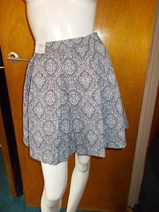 New Look Skirt Cotton Rich Chambray Jacquard Skater Style 12 L17" Grey Mix BNWT - Picture 1 of 1