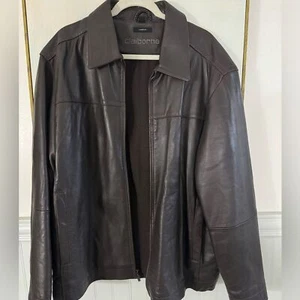 CLAIBORNE Men’s Lambskin Leather Brown Collared Jacket Size XL - Picture 1 of 8