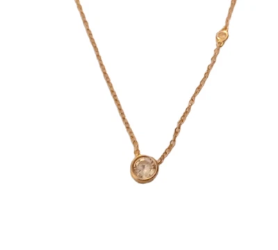 CZ на Kenneth Jay Lane золотистый круглый ободок белый CZ камень ожерелье новый  - Изображение 1 из 4